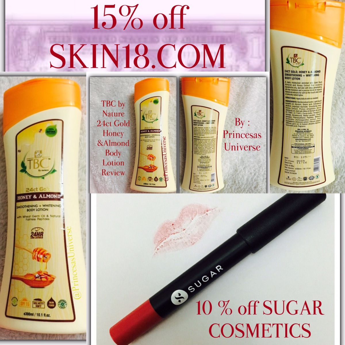 Winter is Coming – TBC by Nature 24 ct Gold Honey and Almond Body Lotion Review + Skin18 50% off Sale  + Sugar Cosmetics 10% off Coupon + Giveaway 